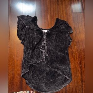 Women's Black Distressed Top